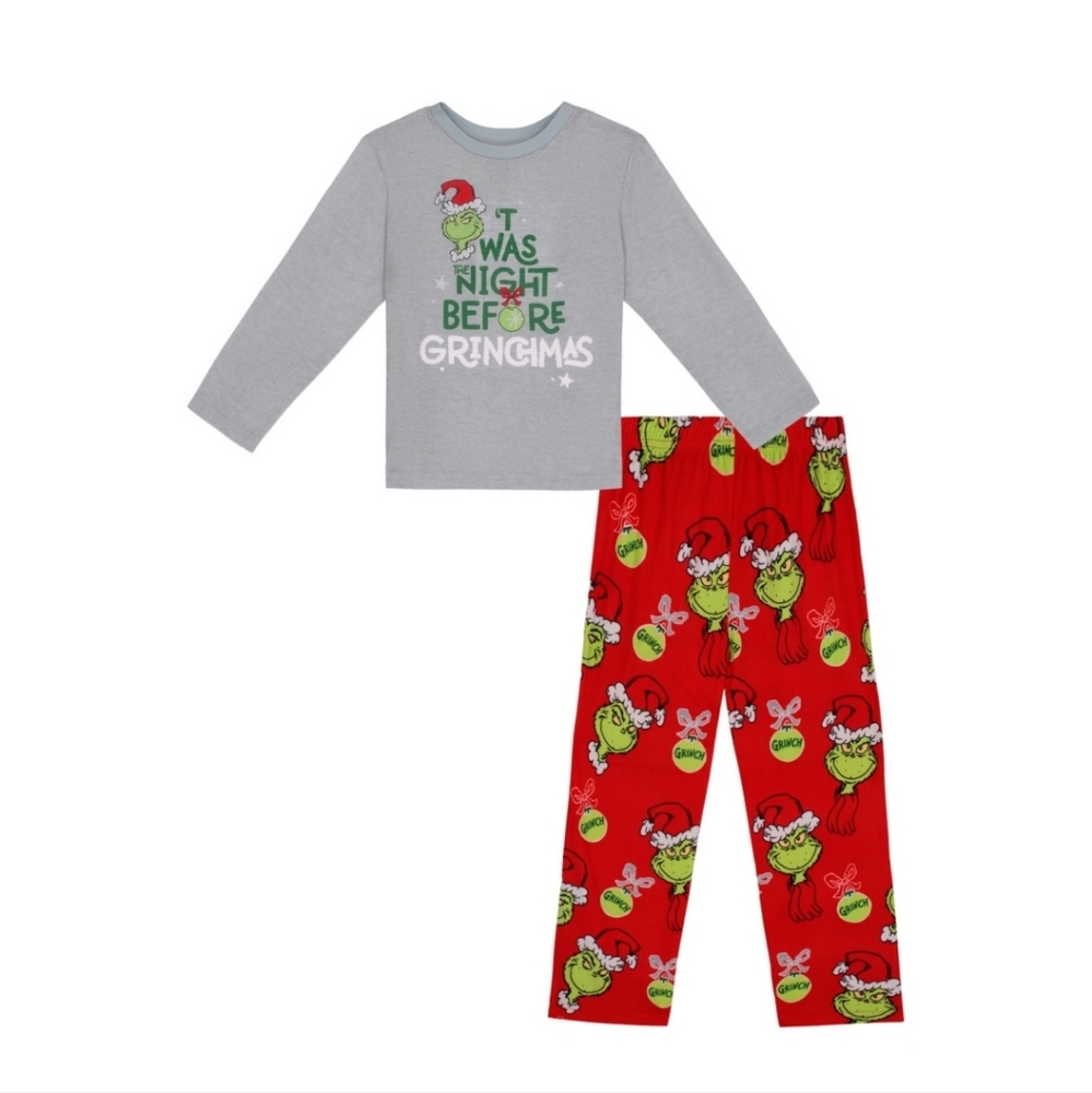 Boys Dr. Seuss Grinch Christmas Kids Pajama Set Pjs Red Green 4T NEW